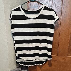 Black and White Striped Women's Top